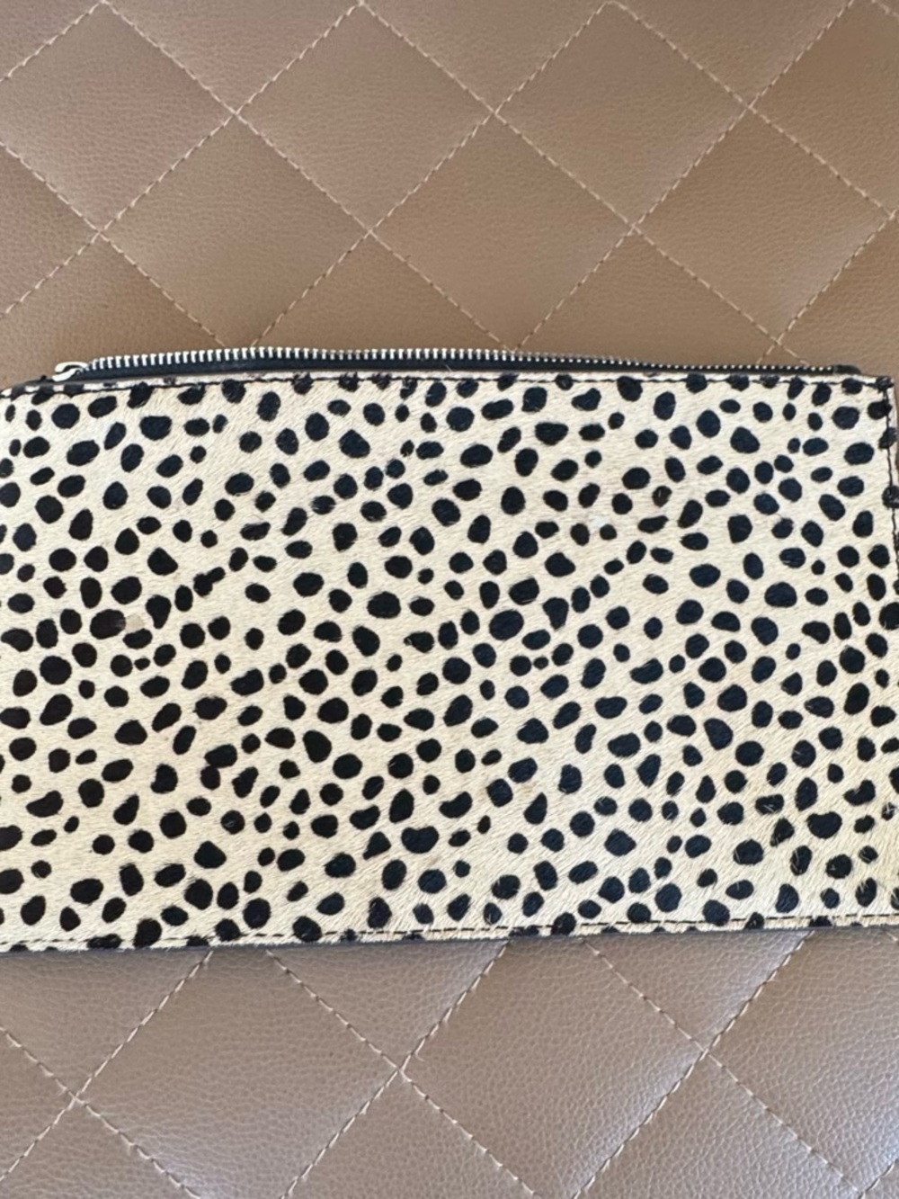 Aimee Kestenberg Black and Off White Spot Print Wristlet Clutch